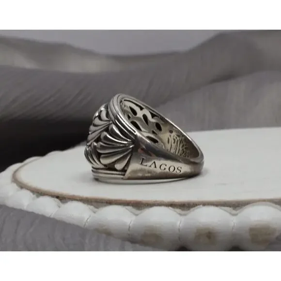 Lagos Sterling Silver 925 Flora Dome Band Ring 11.83G / Sz 7 - Picture 2 of 6